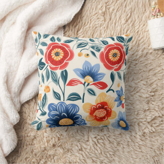 Almohada decorativa con diseño floral vibrante