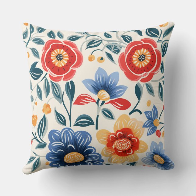 Almohada decorativa con diseño floral vibrante (Reverso )