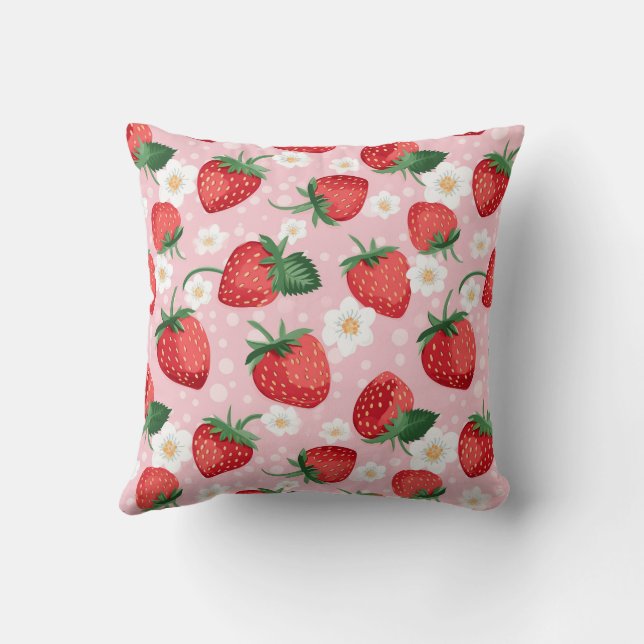 Almohada Decorativa con Estampado de Fresa (Reverso)
