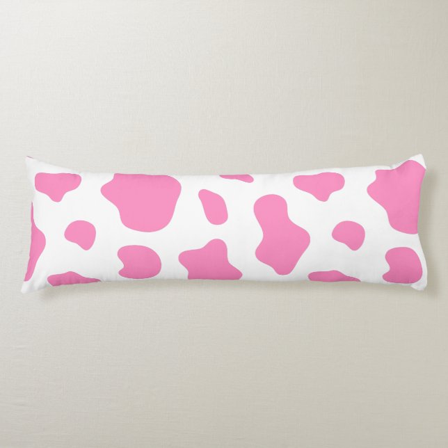 Almohada decorativa con estampado de vaca rosa (Anverso)