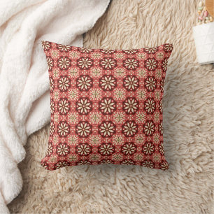 Almohada decorativa con estampado floral rojo vint