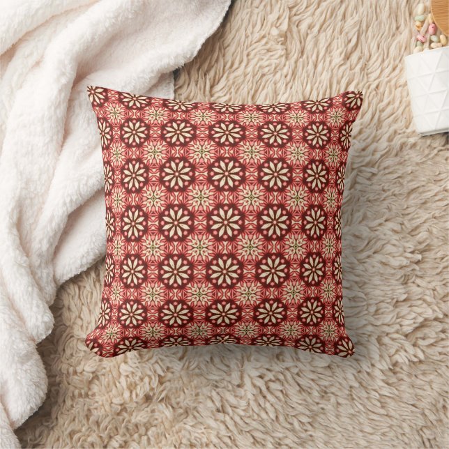 Almohada decorativa con estampado floral rojo vint (Manta)