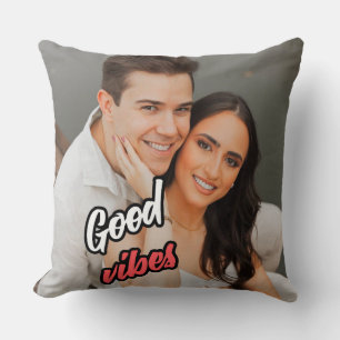 Almohada Decorativa con Foto de Pareja Good Vibes