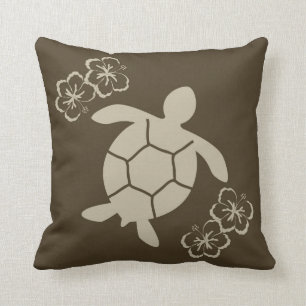 Almohada decorativa con la tortuga de mar, marrón