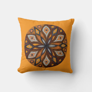 Almohada decorativa con mandala estallado marrón/g