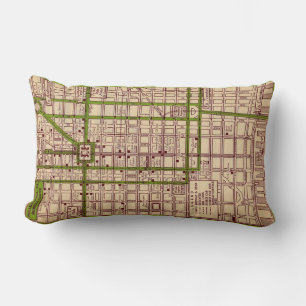 Almohada decorativa con mapa antiguo de la calle F