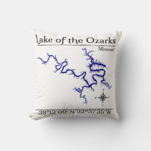 Almohada decorativa con mapa del lago de los Ozark