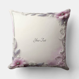 Almohada decorativa con marco floral rosa