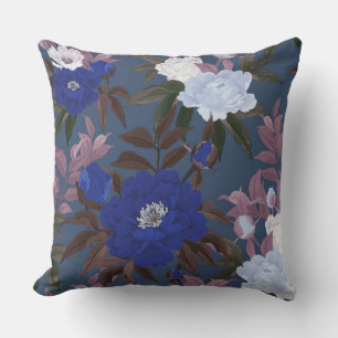 Almohada decorativa con mezcla de flores azules