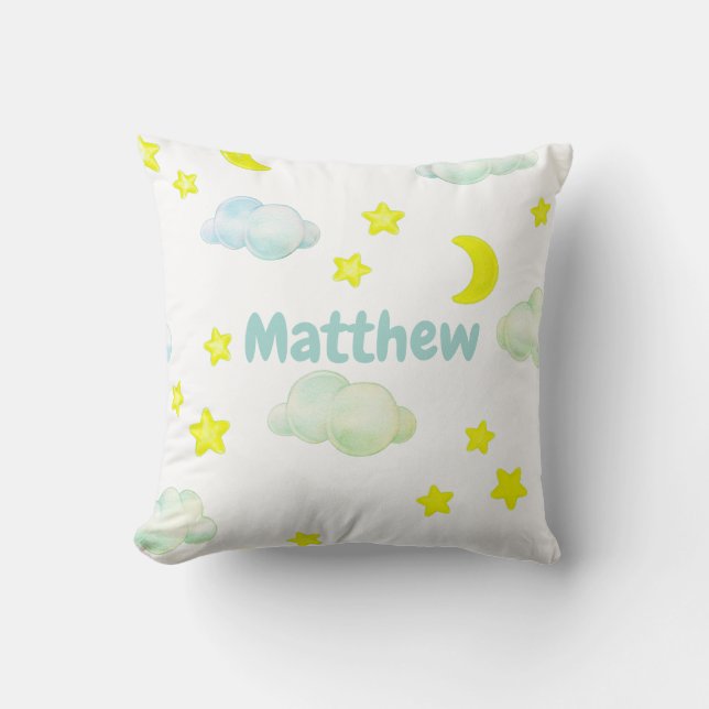 Almohada decorativa con monograma de nubes esponjo (Anverso)