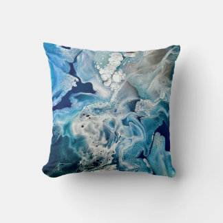Almohada decorativa con obra de arte original azul