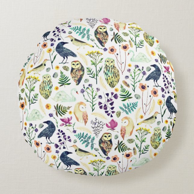 Almohada decorativa con patrón botánico inspirado  (Anverso)