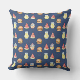 Almohada decorativa con patrón de comida dulce y s