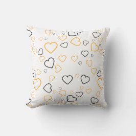 Almohada decorativa con patrón de corazones felice