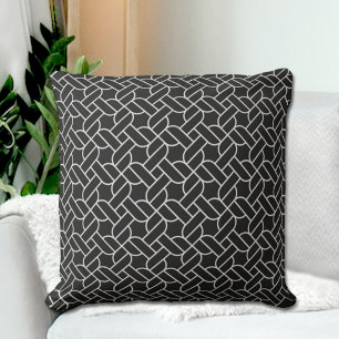 Almohada decorativa con patrón de cuerda negra