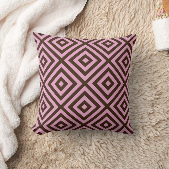 Almohada decorativa con patrón de diamante rosa (Manta)