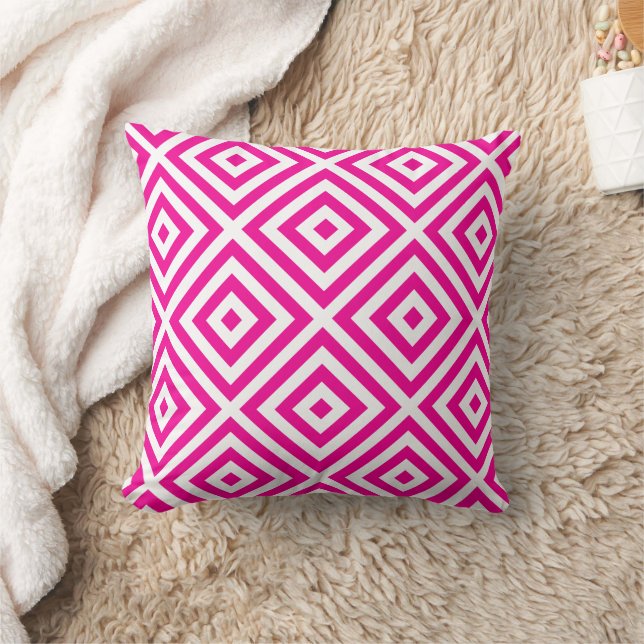 Almohada decorativa con patrón de diamante rosa ca (Manta)
