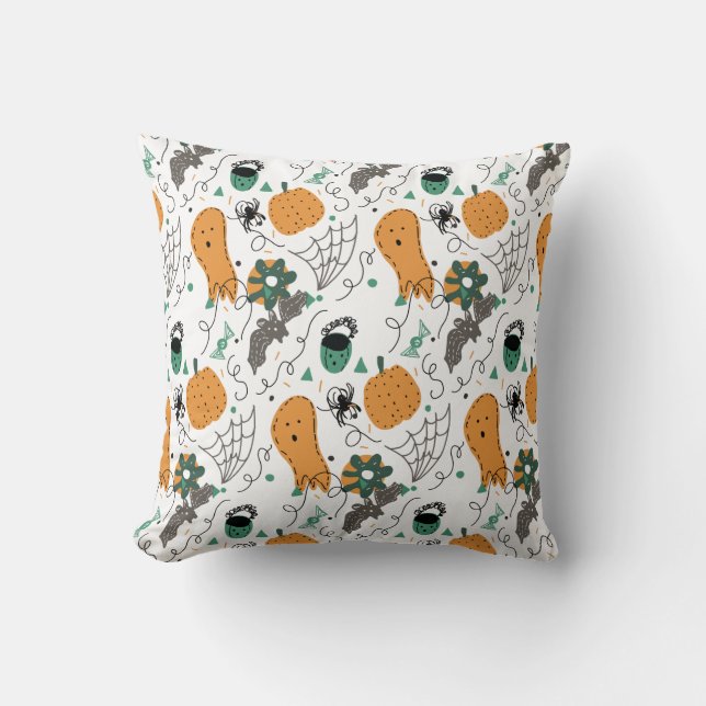 Almohada decorativa con patrón de fantasmas lindos (Anverso)