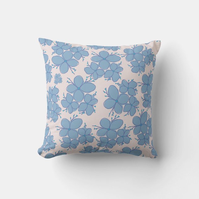 Almohada decorativa con patrón de flor azul (Anverso)