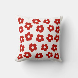 Almohada decorativa con patrón de flor roja abstra