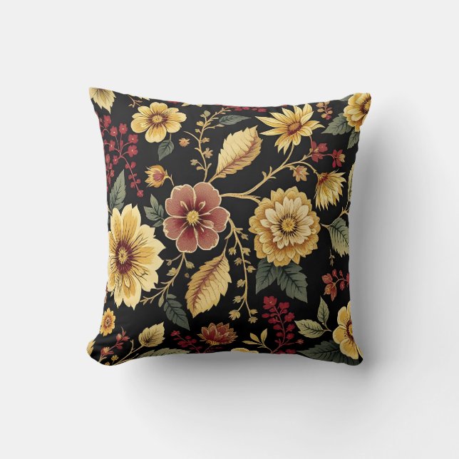 Almohada decorativa con patrón de flores  (Anverso)