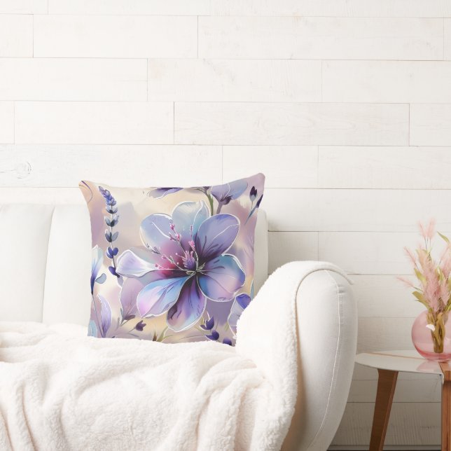 Almohada Decorativa con Patrón de Flores de Lavand (Sofá)