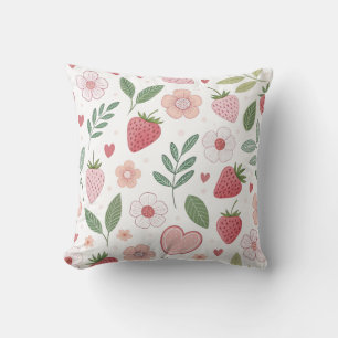 Almohada decorativa con patrón de fresa lindo