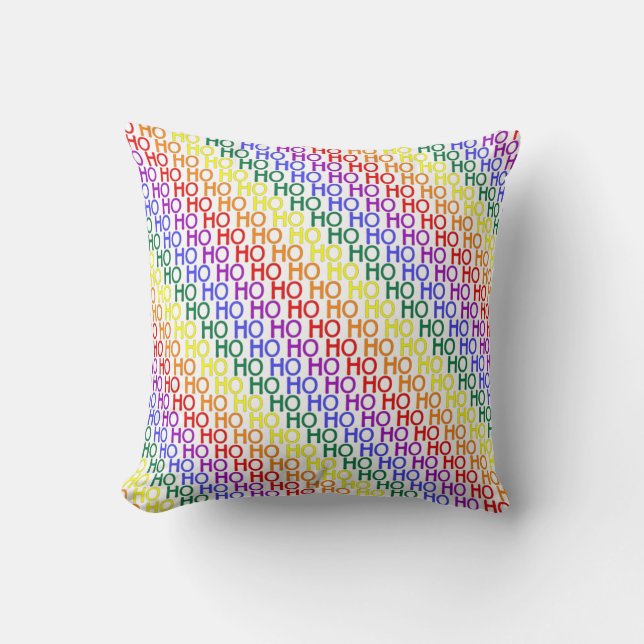 Almohada decorativa con patrón de Ho Ho Ho arcoíri (Anverso)