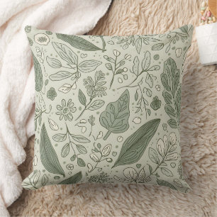 Almohada decorativa con patrón de hoja verde   Bot