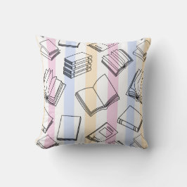 Almohada decorativa con patrón de libro Pastel