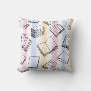 Almohada decorativa con patrón de libro Pastel