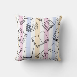 Almohada decorativa con patrón de libro Pastel