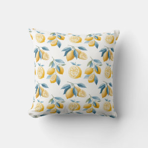 Almohada decorativa con patrón de limón mediterrán