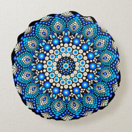 Almohada decorativa con patrón de mandala azul 