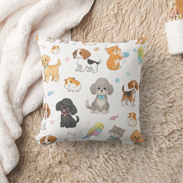 Almohada decorativa con patrón de mascotas lindas (Manta)