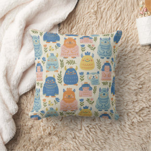Almohada decorativa con patrón de monstruo colorid