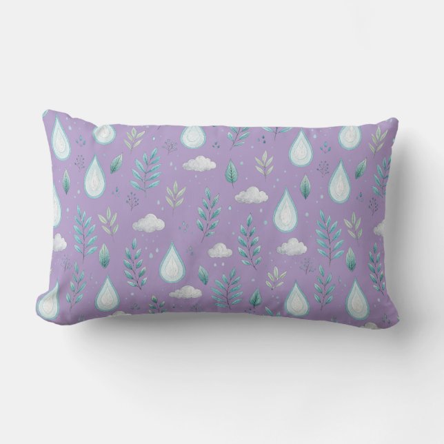 Almohada decorativa con patrón de nubes pastel ado (Anverso)
