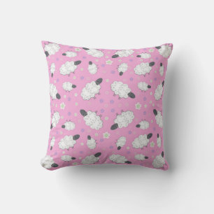 Almohada decorativa con patrón de oveja rosa linda