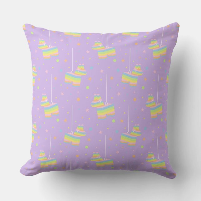 Almohada decorativa con patrón de piñata pastel (Anverso)