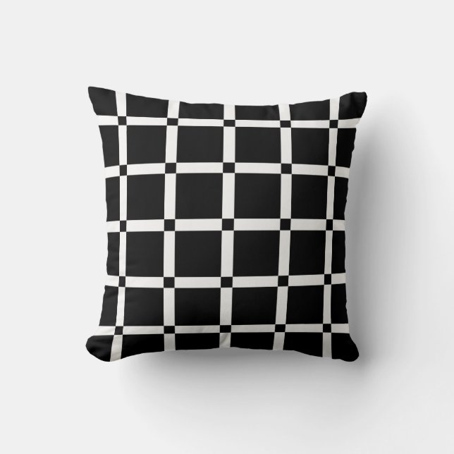 Almohada decorativa con patrón de rejilla en blanc (Anverso)