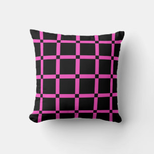 Almohada decorativa con patrón de rejilla rosa neó