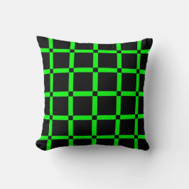 Almohada decorativa con patrón de rejilla verde ne
