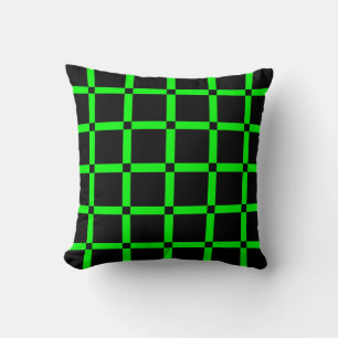 Almohada decorativa con patrón de rejilla verde ne