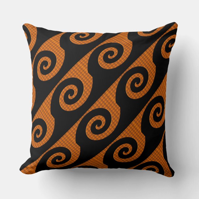 Almohada decorativa con patrón de remolino negro y (Anverso)