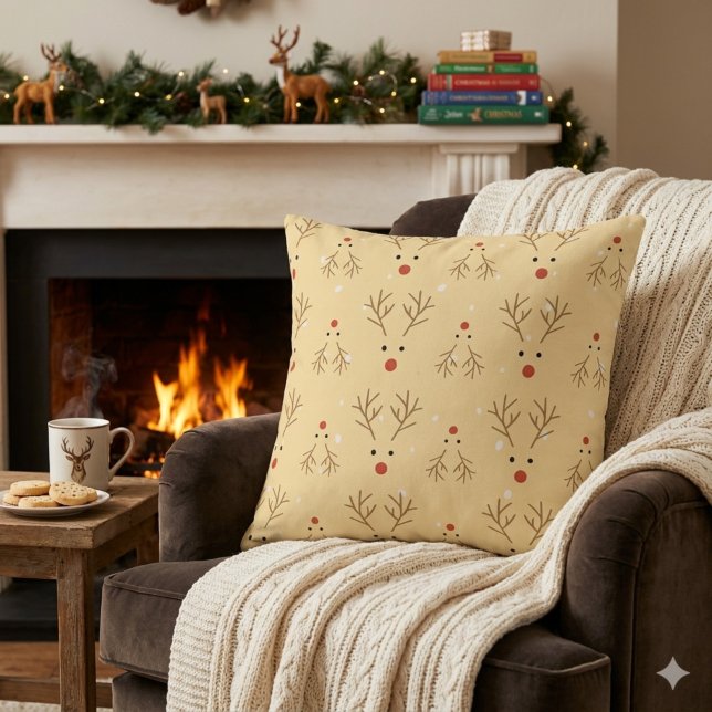 Almohada decorativa con patrón de renos rústicos (Subido por el creador)