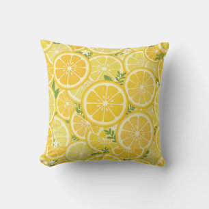 Almohada decorativa con patrón de rodajas de limón