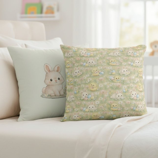 Almohada decorativa con patrón floral de conejo de (Subido por el creador)