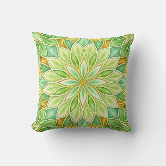 Almohada decorativa con patrón floral geométrico (Anverso)