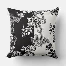 Almohada decorativa con patrón floral monocromo mo