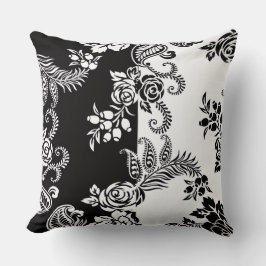 Almohada decorativa con patrón floral monocromo mo